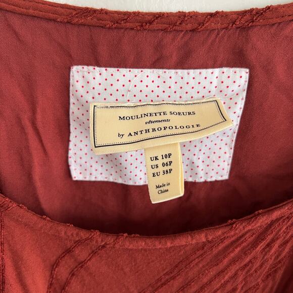 Anthro Anthropologie Moulinette Soeurs Guinevere Belted Textured Maxi Dress 10P - Picture 6 of 11